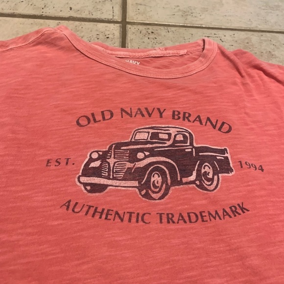 💙 Old Navy Brand Long Sleeve T-Shirt Garment-Dyed Pink With Truck Graphic -Small - Picture 2 of 7